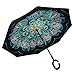 AWEOODS Double Layer Inverted Umbrella Cars Reversible Umbrella (Peacock Ling)