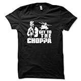 Get to the Choppa Funny Arnold Predator VINTAGE 80S JUNIORS BABYDOLL T-SHIRT Black L