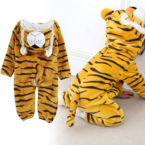 TRENDINAO Newborn Baby Girl Boy Winter Clothes Yellow Tiger Hooded Romper Warm Outwear Halloween Animal Clothes