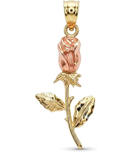 Amazon.com: Gold Rose Pendant Charm - 10 Karat Solid Gold (Small