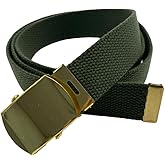 Canvas Belt Web Belt Military Belt Golf Belt with Brass Buckle and Tip Waist Size Up to 45" Long