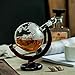 Whiskey Globe Decanter with Antique Dark Finished Wood Stand Bar Funnel 850ml Perfect Gift Set Scotch Liquor Bourbon Wine Vodka