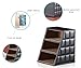 Remote Control Holder Leather TV Remote Caddy Media Organizer Key Hanger Wood 3 Compartment Office Supply Storage Rack Remote Control Organizer Phone Power Bank CD Mail Storage Box Desk Holder(Black)