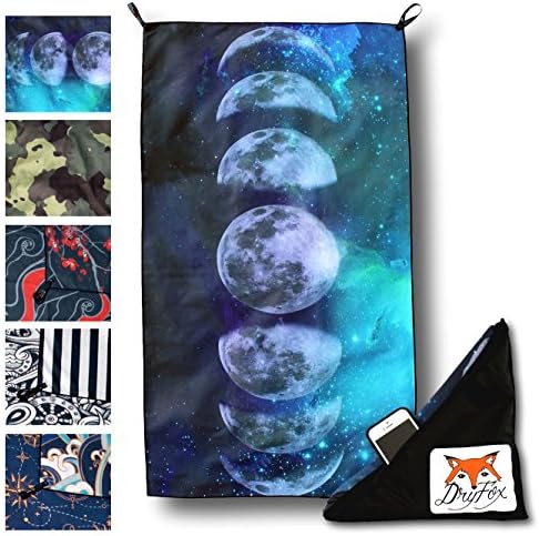 DryFoxCo Quick Dry Reversible Microfiber Beach & Travel Towel with Exclusive Water-Resistant Pocket for Valuables- Compact, Lightweight, Absorbent, Soft, XL 60"x30" - Outdoors, Backpacking, Sports