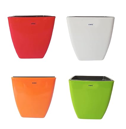 KWEL Daisy Self Watering Flower pots 5 Virgin Plastic Indoor Outdoor Balcony Flower Pot with Outer and Inner Flower Pot Pack of 4