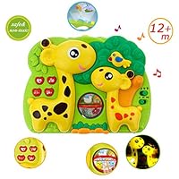 Giraffe Dream Soother Crib Toy - INvench 2 in 1 Nightlight Sleep Soother Slumber Buddies with Dual Projection and Melodies Christmas Gift (Yellow)