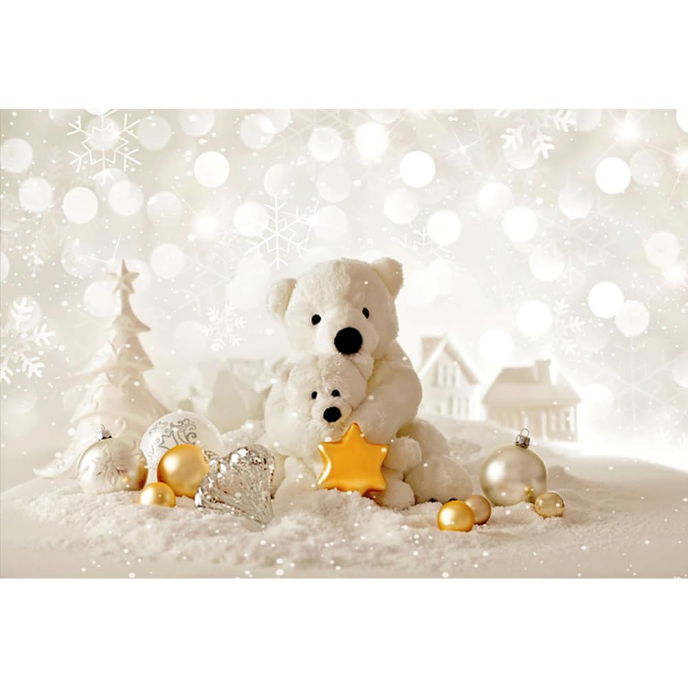 YongFoto 3x2m Photography Backdrop Christmas Balls Star House Bokeh Halos Glitter Sequins Snowflakes Snow Winter Xmas New Year Photo Background Backdrops Photography Video Party Studio Props — image 1