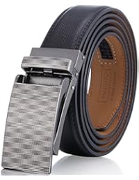 Marino Avenue Menâ€™s Genuine Leather Ratchet Dress Belt with Linxx Buckle - Gift Box (Hazed Chekerboard - Black, Adjustable from 38