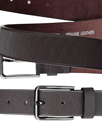 Eurosport Men's Textured Bonded Leather Casual Cut-To-Fit Belt with Square Buckle, Brown, Xlarge