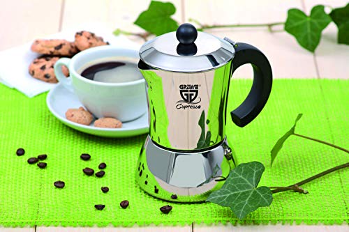 GRÄWE Espressokocher Induktion geeignet, Espressokanne aus Edelstahl für 4 Tassen, Klassischer Espresso Maker ohne… – Bild 5