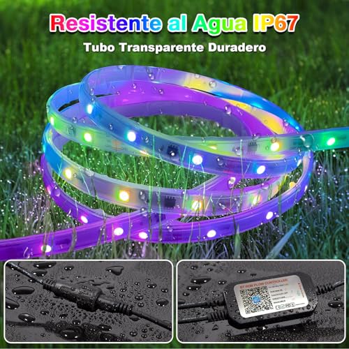 Lichaser RV LED Strip Lights Waterproof 12V IP67 RGB+IC with APP and Remote Control Interior Outdoor Lighting for Awning RV Camper Van (10M)