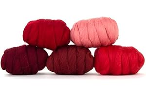 Revolution Fibers | Mixed Merino Wool Variety Pack - Wondrous Reds | Perfect Wool Roving for Spinning, Rolags, Needle Felting, Wet Felting, Tapestry, Weaving and Crafting