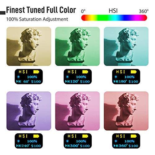 Moman On Camera RGB Light for DSLR, LED Video Light Panel Full Color CRI 96+/TLCI 98+ Bi-Color 2500-8500K Dimmable with Type-C for Photography DSLR Camcorder