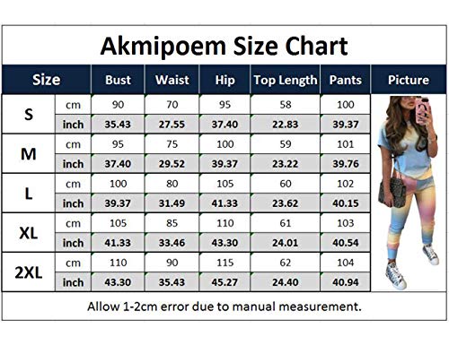 Akmipoem Jogging Suits for Women Casual 2 Piece Tracksuit Outfits Short Sleeve Tops & Bodycon Pants Set, Blue&Purple L
