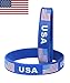 VEWCK Flag Silicone Bracelet Classic Bangle Letter pattern 40 countries 2-Pack (USA-Blue)