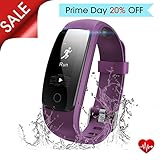 Fitness Tracker with Heart Rate Monitor, Runme Activity Tracker Smart Watch with Sleep Monitor, Waterproof Walking Pedometer Band with Call/SMS Remind for iOS/Android Smartphone (Purple)