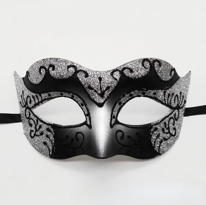 Losuya Masquerade Mask Prom Masks for Men Venetian Masks Party Evening Prom Ball Bachelorette Party Costumes Accessories (Silver)