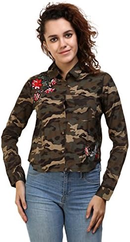 MansiCollections Camouflage Embroidered Shirt for Women