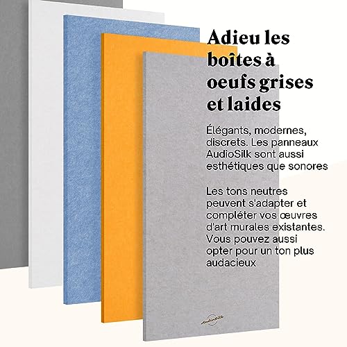 AudioSilk Acoustic Panels, Set of 4 - Pencil Case for Bedroom, Large, 116 x 58 cm, Natural
