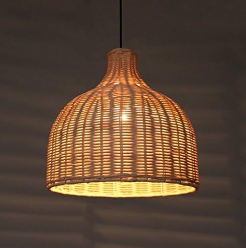 Siminda Southeast Asia Tropical Bamboo Chandelier DIY Wicker Rattan Lamp Shades Weave Hanging Light 9.8Inch