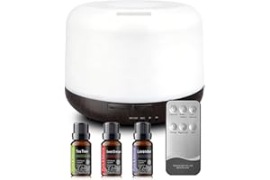 500ml Essential Oil Diffuser,Aromatherapy Diffusers,Small Air Humidifier with Waterless Auto-Off,7 LED Color Lights for Home 