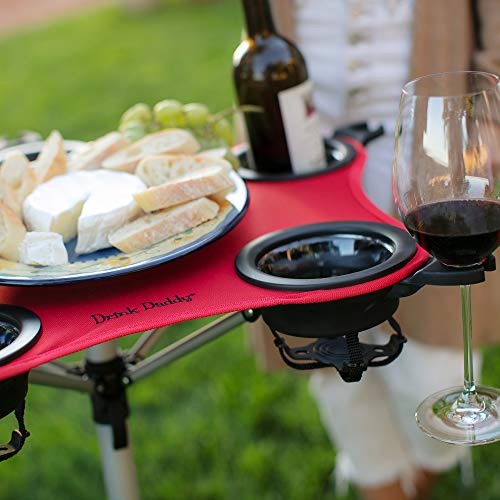 DRINK DADDY Portable Wine Table Best Folding Aluminum Tables for Camping, Beach, Travel, Pool