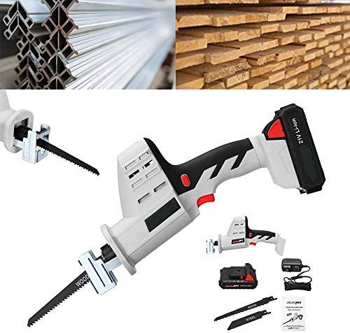 WUAZ Akku-Säbelsäge 21-Volt Max mit Hubkolben Blade, Lithium-Ionen-Akku, Schnellladegerät, Ideal für Holz, Rohr und… – Bild 3