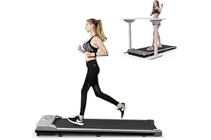 Bigzzia Walking Pad Treadmill Under Desk 2 in 1, 2.5HP Small Portable Treadmill for Office, Home, Quiet & Lightweight, Installation Free, 320 Lb Capacity, Remote Control, LED Display