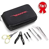 VEEAPE DIY Tool Kit, Ceramics Tweezers/Coil Set/Plier/Coil Brush/Folding Scissors/Cross-Screwdriver/Flathead Screwdriver with a Zipper Bag