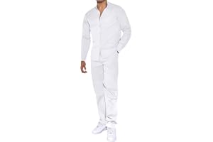 Uni Clau Mens Outfits 2 Piece Tracksuit Set Long Sleeve Button Down Shirt and Set Casual