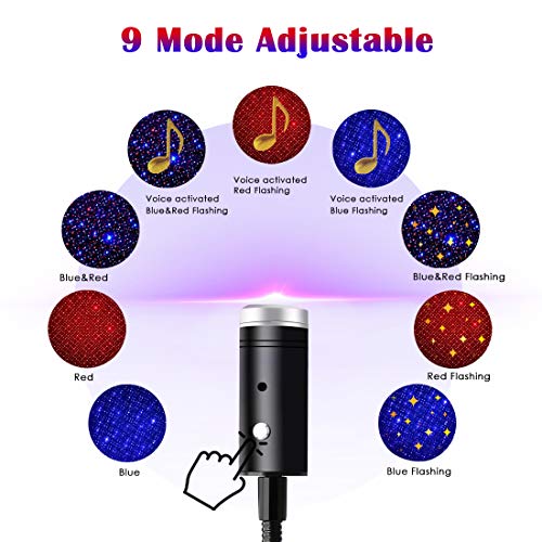 USB Car Roof Star Projector Night Light Sound Activated LED Interior Lamp, 9 Functional Modes- 24 Lighting Effects… - Image 3