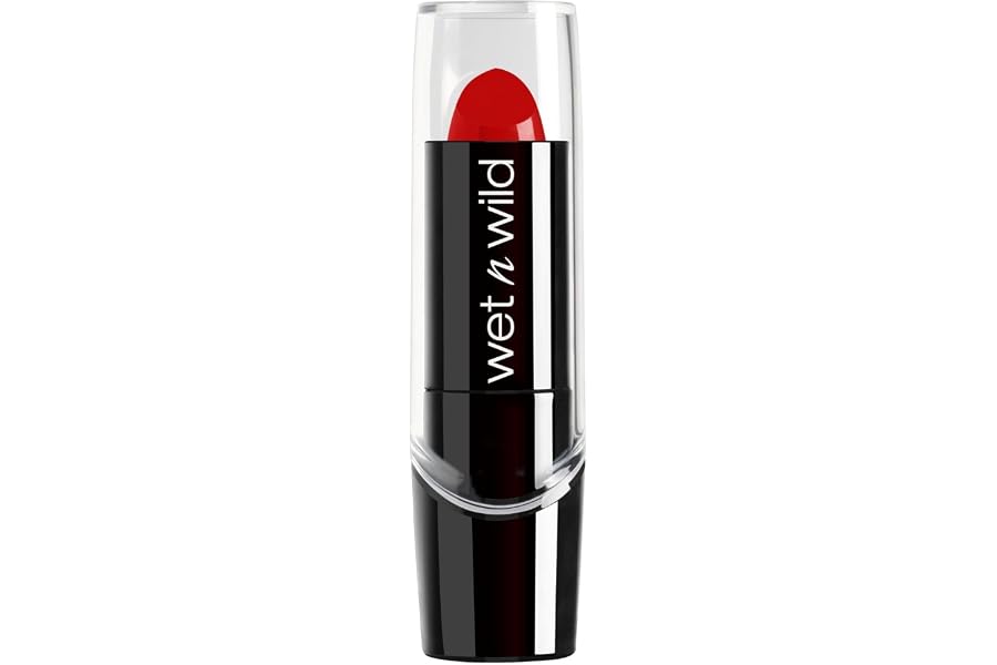 wet n wild Silk Finish Lipstick, Hydrating Rich Buildable Lip Color, Formulated with Vitamins A,E, & Macadamia for Ultimate Hydration, Cruelty-Free & Vegan - Hot Red