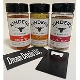 Seasoning Set, KINDERS, Pantry Assortment, The BBQ Blend, Caramelized Onion Butter, and The Steak Blend, Variety 3 pack and handy bottle opener - 4 items!