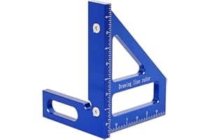 KETIPED Imperial 3D Multi-Angle Measuring Ruler,45/90 Degree Aluminum Alloy Woodworking Square Protractor, Miter Triangle Ruler High Precision Layout Measuring Tool for Engineer Carpenter,003B