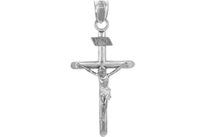 RELIGIOUS JEWELRY BY FDJ Religious Jewelry .925 Sterling Silver Cross Charm INRI Crucifix Pendant Necklace with Rolo Chain and Pendant Only