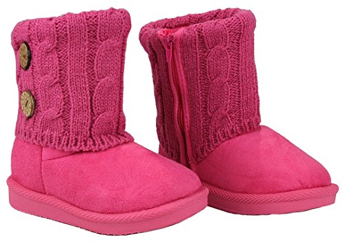 Baby Girls Toddler Smart18KA Fuchsia Slouch Buttons/Sweater Knit Faux Fur Lined Soft Sole Infant Boots-9