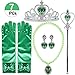 VAMEI Princess Dress Up 7 Pcs Crown Tiara Necklace Wand Gloves Princess Birthday Party Princess Tiana Accessories for Kids Girls