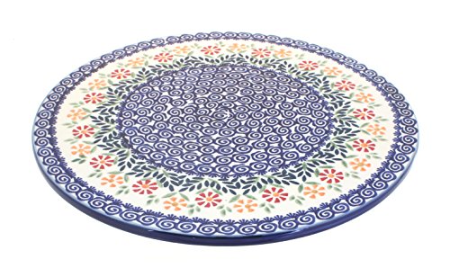 Blue Rose Polish Pottery Garden Bouquet Large Round Cutting Board