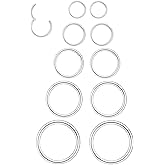 Gidemen 5Pairs 16G Surgical Steel Hinged Clicker Segment Nose Rings Hoop Helix Cartilage Daith Tragus Nipple Sleeper Earrings Body Piercing for Women Men 8mm 10mm 12mm 14mm 16mm
