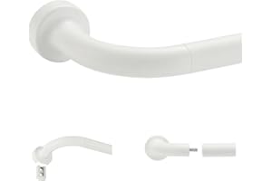 Matte White Disc Curtain Rods, 48-84 Inches Window Curtain Rod,Adjustable Room Darkening Curtain Rod with Aluminum Finials an