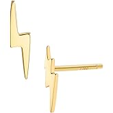 Lightning Bolt Earrings Gold in Sterling Silver 18K Plating Minimalist Small Thunder Bolt Studs