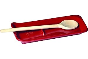 Emile Henry 91340262 Ridged Spoon Rest, 22.5 x 10 cm/9 x 4 in, Grand Cru