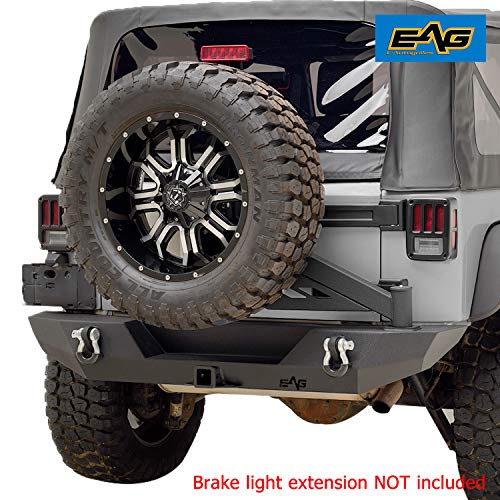 EAG Rear Bumper with Tire Carrier Linkage 2" Hitch Receiver Offroad Fit