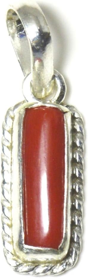 Jewelryonclick Coral Pendant Charm 6 Carat Natural Gemstone 92.5 Sterling Silver