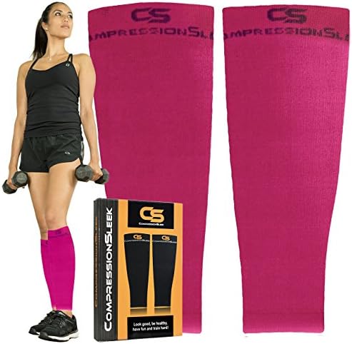 Top Calf Compression Sleeve Men Women, Perfect for Running, Training, Travel, Cycling, Hiking, Relieves Lower Leg Pain, Shin Splint, Best for Recovery (Pink, Medium, Calf Diameter 12" to 15")