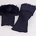 MIOIM Women Faux Fur Trim Knitted Winter Leg Warmers Ankle Boot Cuff Toppers