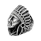 FANSING Mens Jewelry Stainless Steel Indian Chief Rings