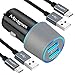 Meagoes Fast USB C Car Charger, Quick Charge 3.0 Enabled, with 2-Pack 3.3ft Type C Cord for Samsung Galaxy S8/S8 plus/Note 8, LG V30/V20/G6/G5, HTC 10/U11/Bolt/Ultra, Sony Xperia XZ and more [Grey]
