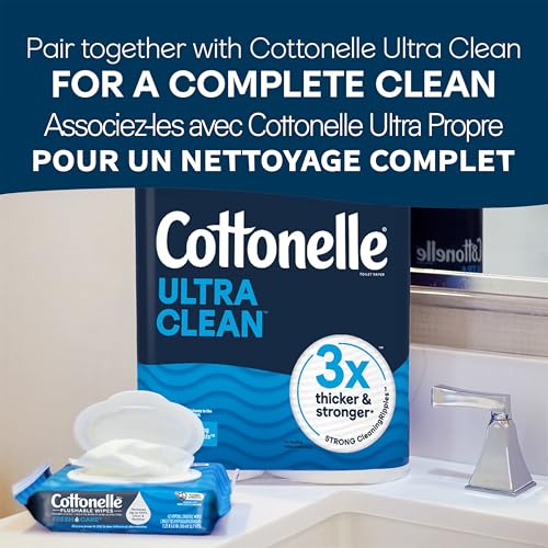 Cottonelle Fresh Care Flushable Wet Wipes, Adult Wet Wipes, 2 Flip-Top Packs, 42 Wipes per Pack (84 Total Flushable Wipes) | 42 Wipes Per Pack, Plant-Based, FSC Certified, Septic-Safe, Unscented, Adult Use