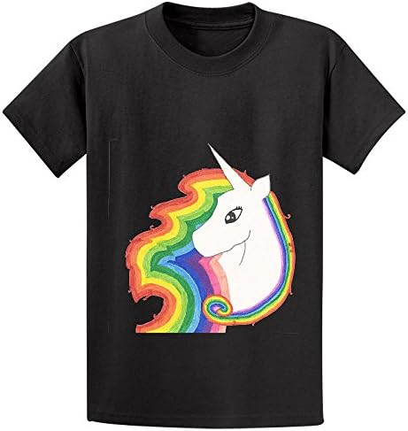 Mcol Unicorns And Rainbows Girls Crew Neck Graphic T-shirt Black